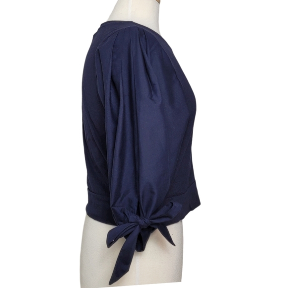 FOREVER 21 Top Cropped Crew Neck Ribbon Tie Size Medium - Picture 2 of 7